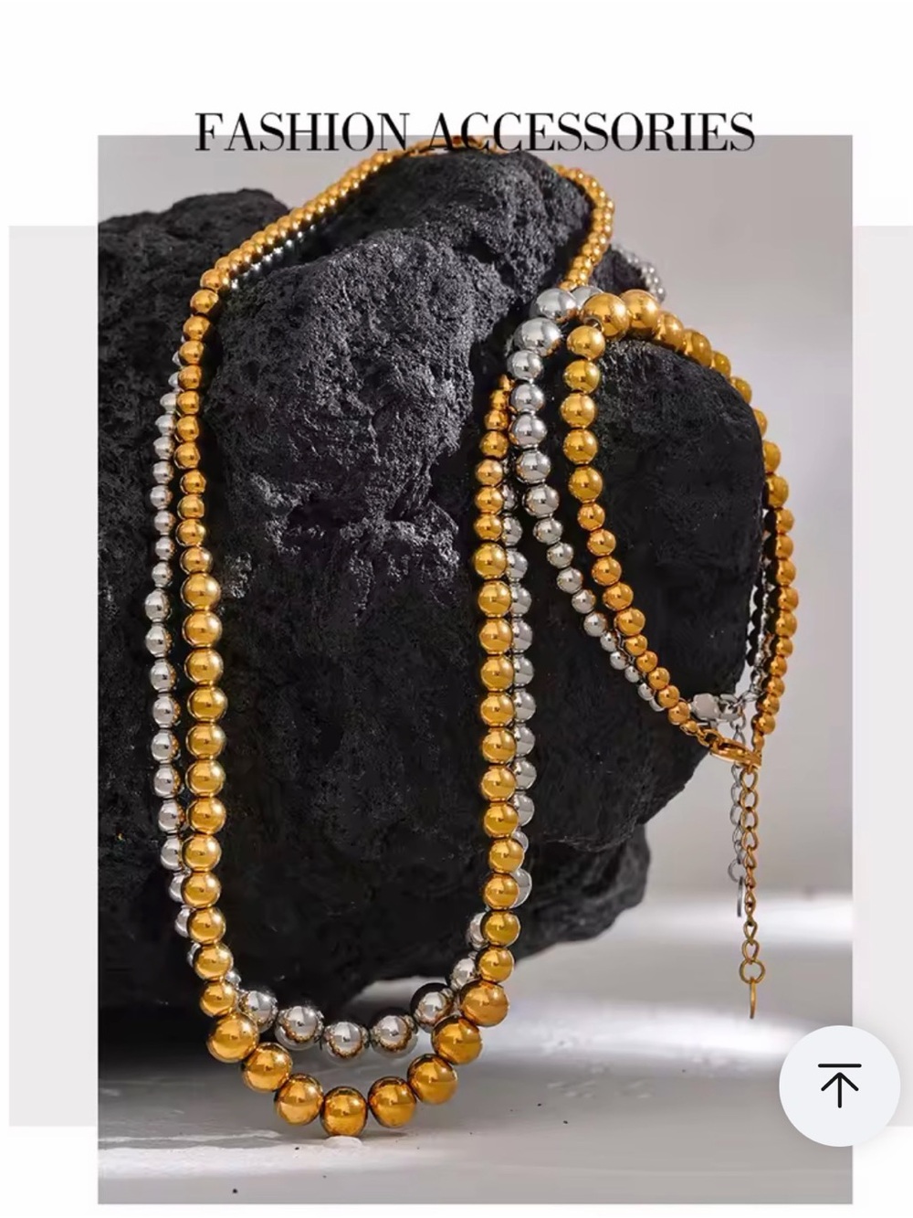 Shiny Gold Beaded Necklace and Bracelet Set. 18 K gold plated - Picture 4 of 9